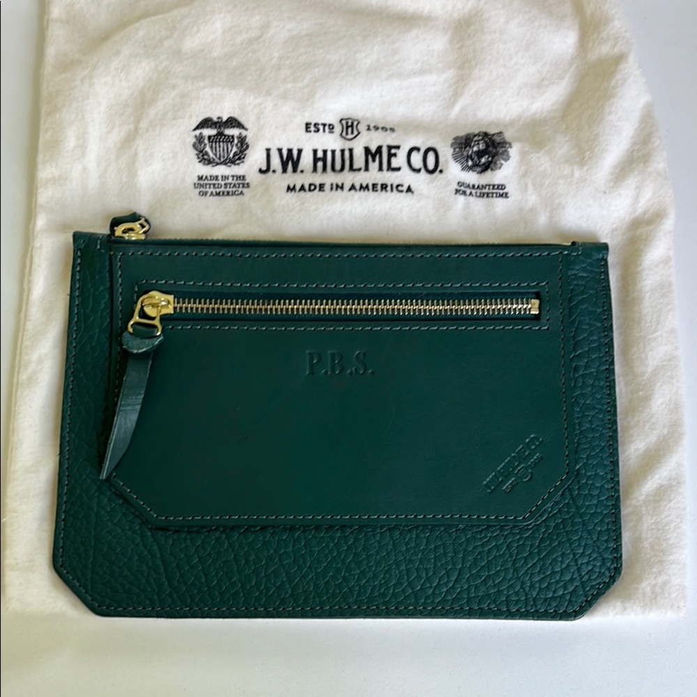 JW Hulme pebbled leather small clutch